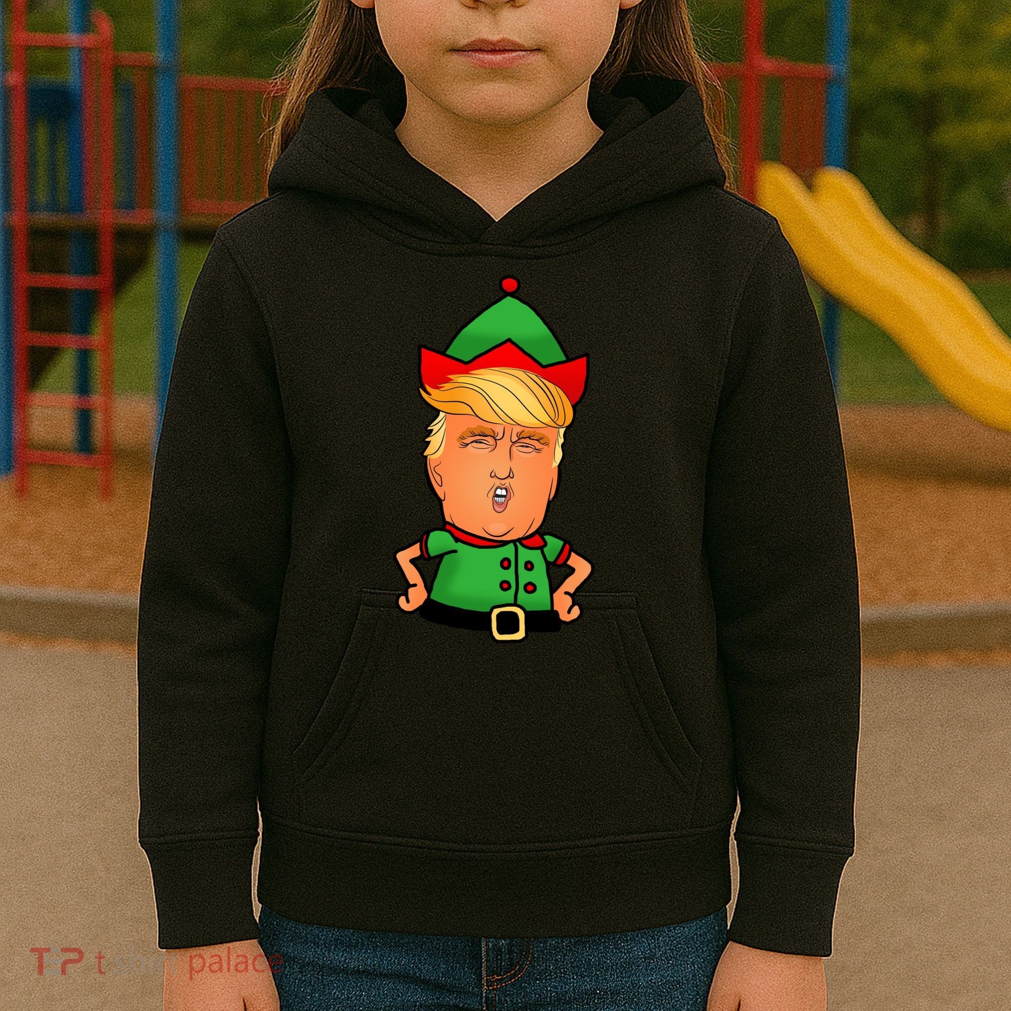 Donald Trump Christmas Elf Kids Hoodie