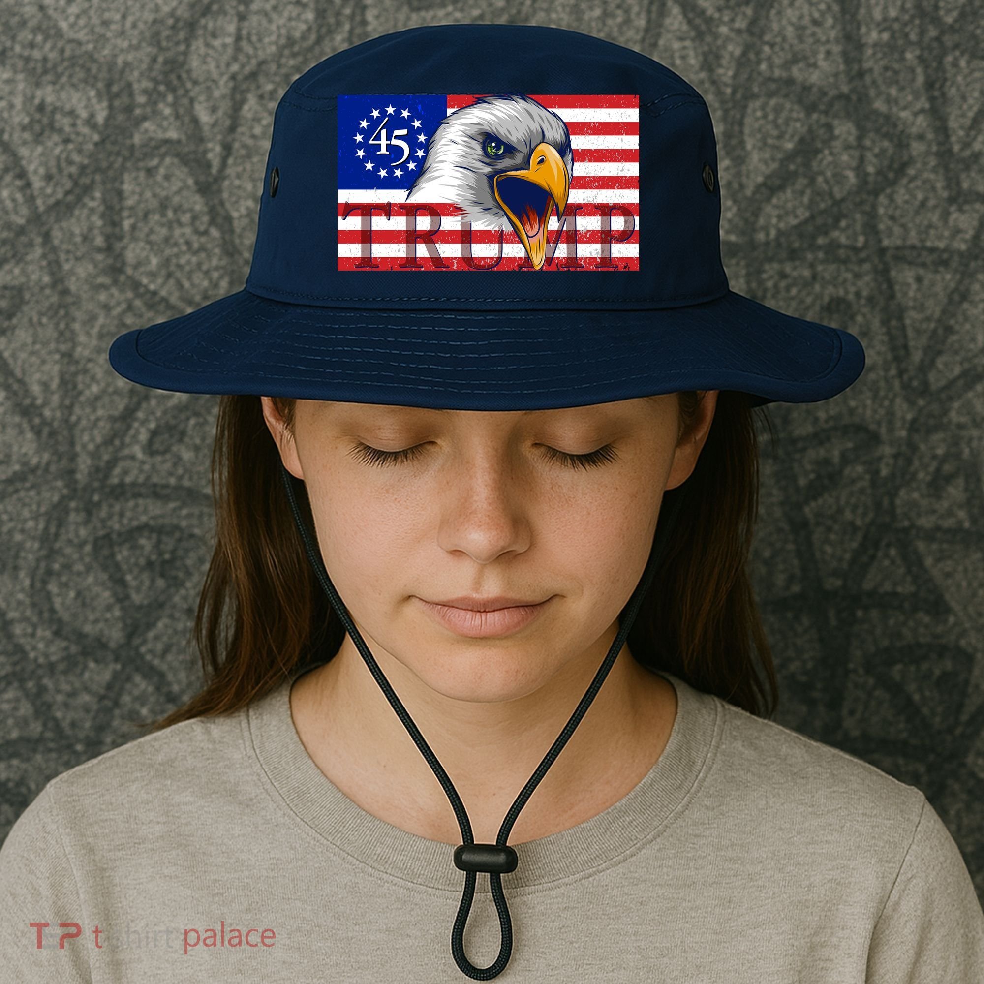 Donald Trump Eagle Betsy Ross Flag Bucket Hat