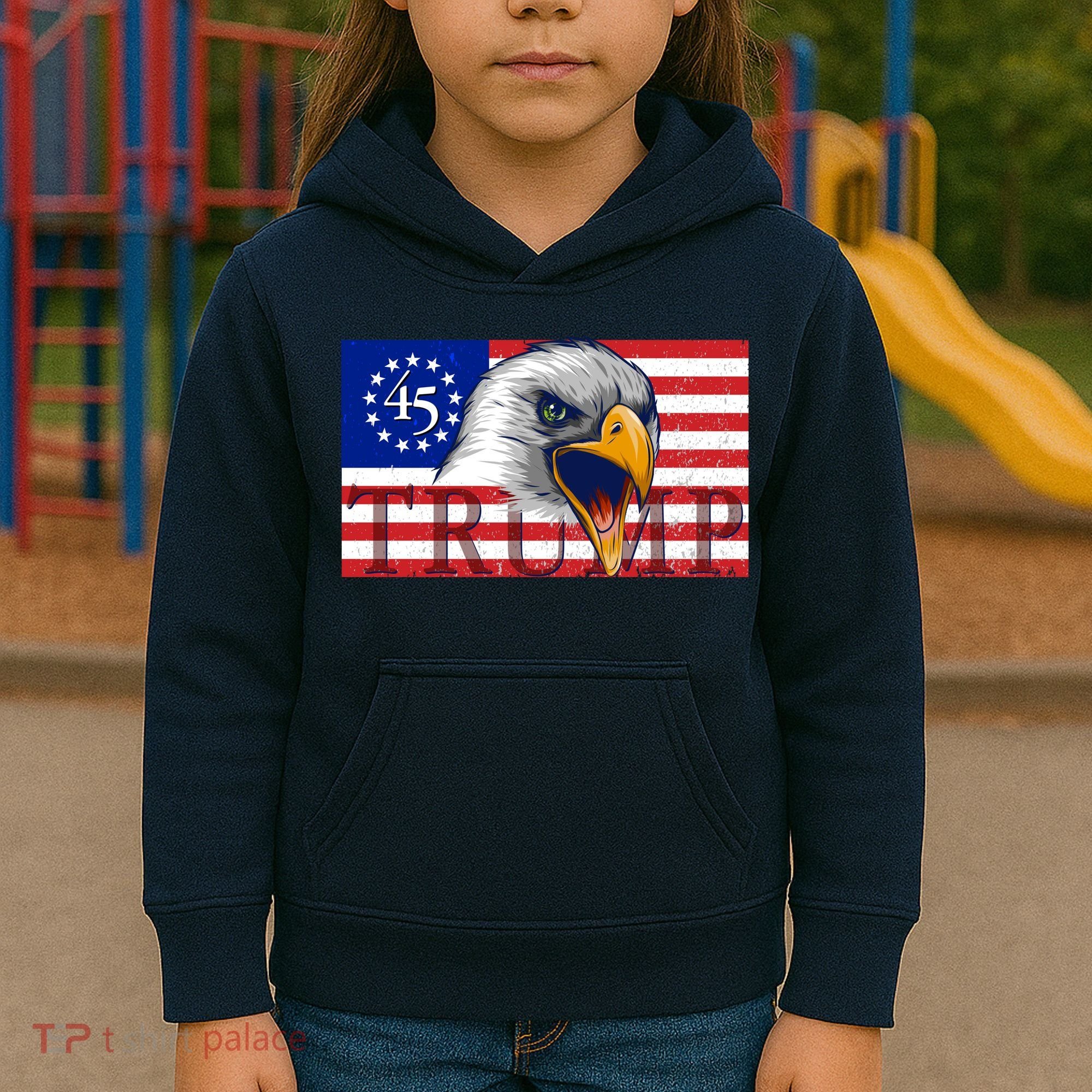 Donald Trump Eagle Betsy Ross Flag Kids Hoodie
