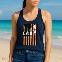 Donald Trump LGBT Liberity Guns Beer Trump USA Flag Women's Tank Top thumb 2