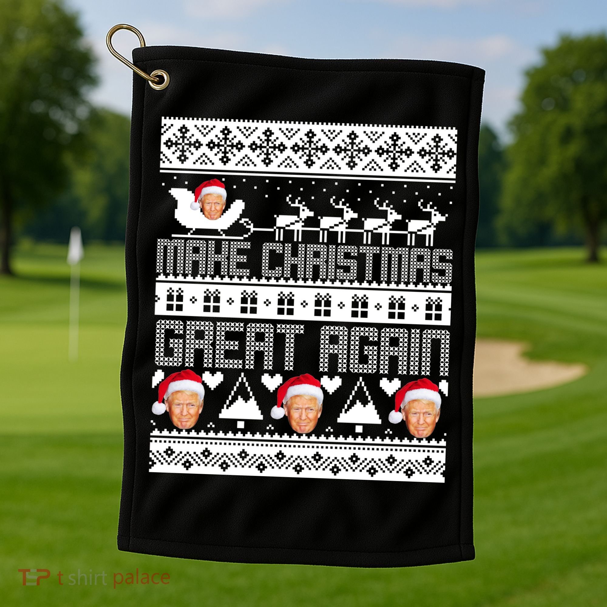 Donald Trump Make Christmas Great Again Ugly Christmas Golf Towel