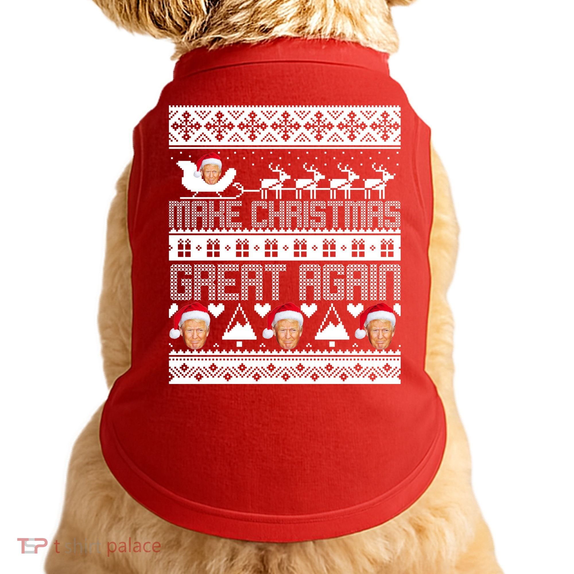 Donald Trump Make Christmas Great Again Ugly Christmas Doggie Tank