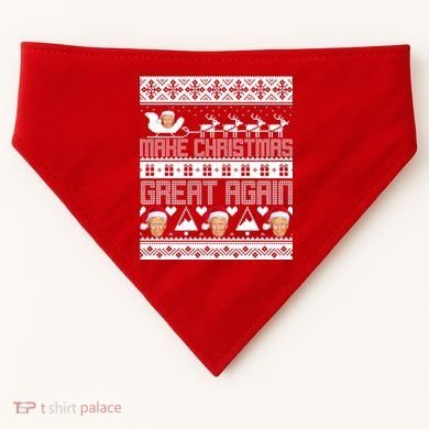 Donald Trump Make Christmas Great Again Ugly Christmas USA-Made Doggie Bandana