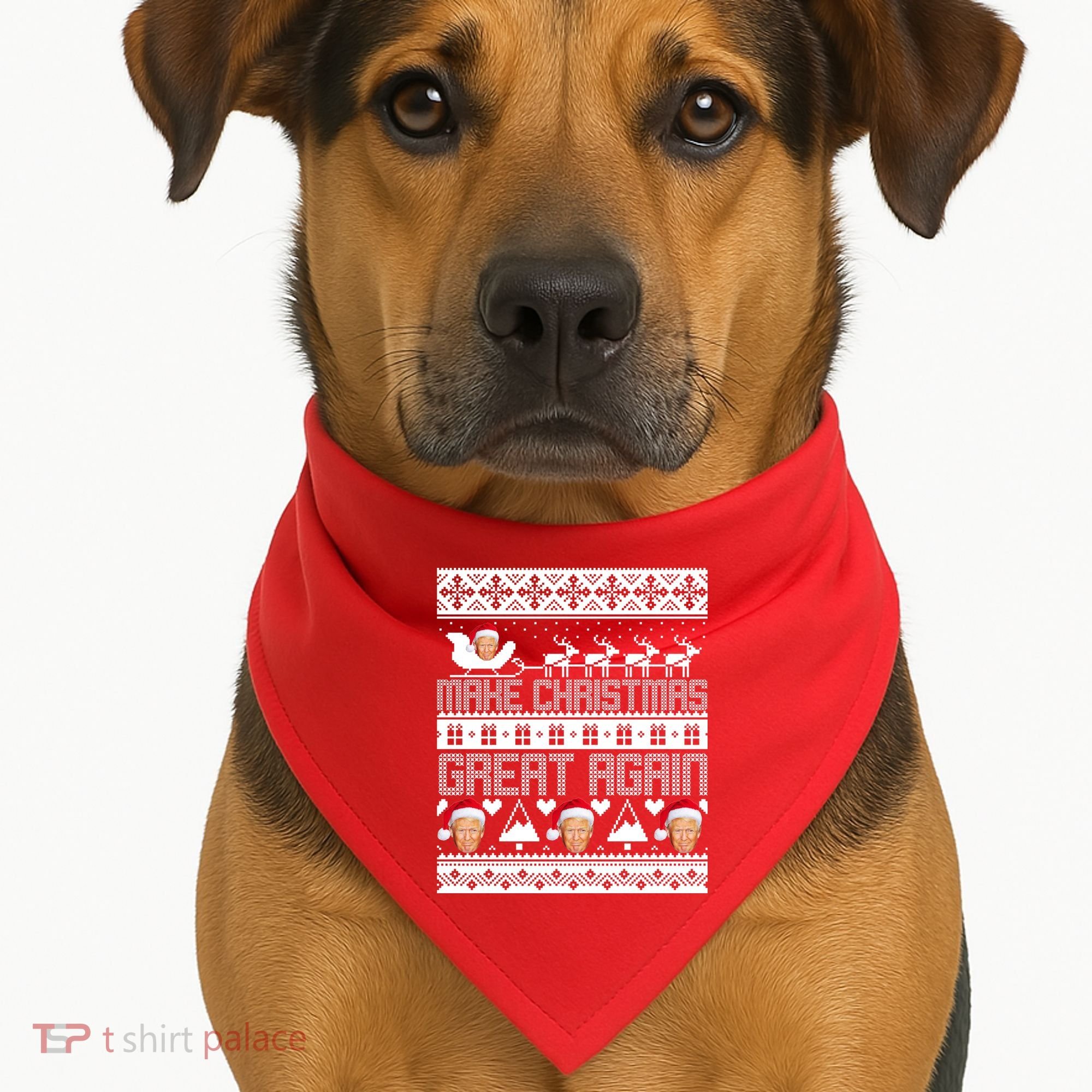 Donald Trump Make Christmas Great Again Ugly Christmas USA-Made Doggie Bandana