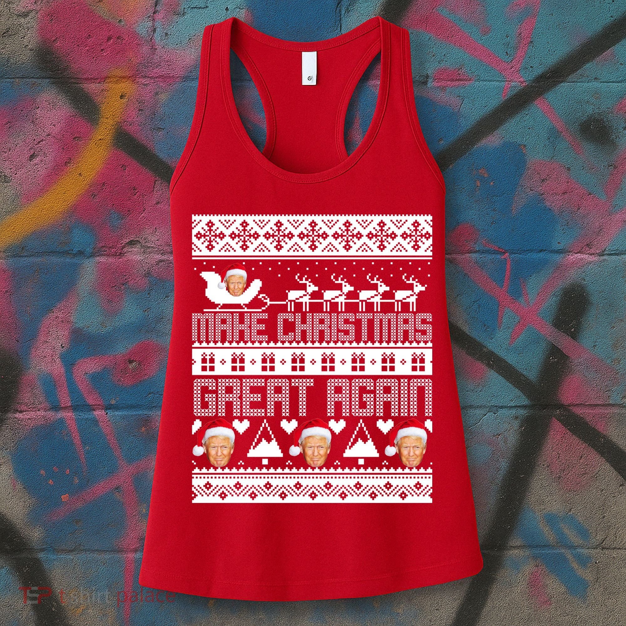 Donald Trump Make Christmas Great Again Ugly Christmas Women's Tank Top