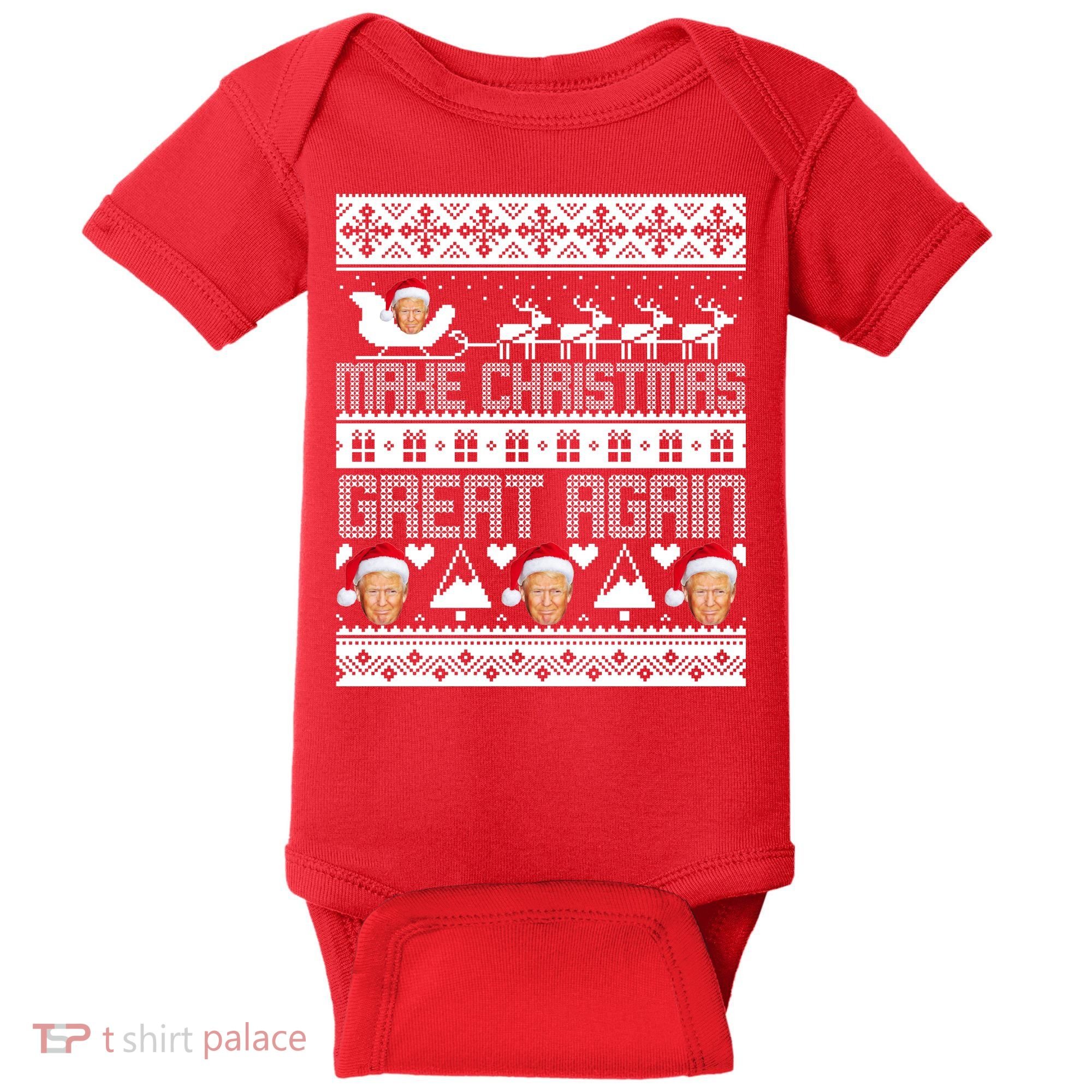 Donald Trump Make Christmas Great Again Ugly Christmas Baby Bodysuit