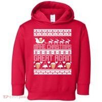 Donald Trump Make Christmas Great Again Ugly Christmas Toddler Hoodie thumb 0