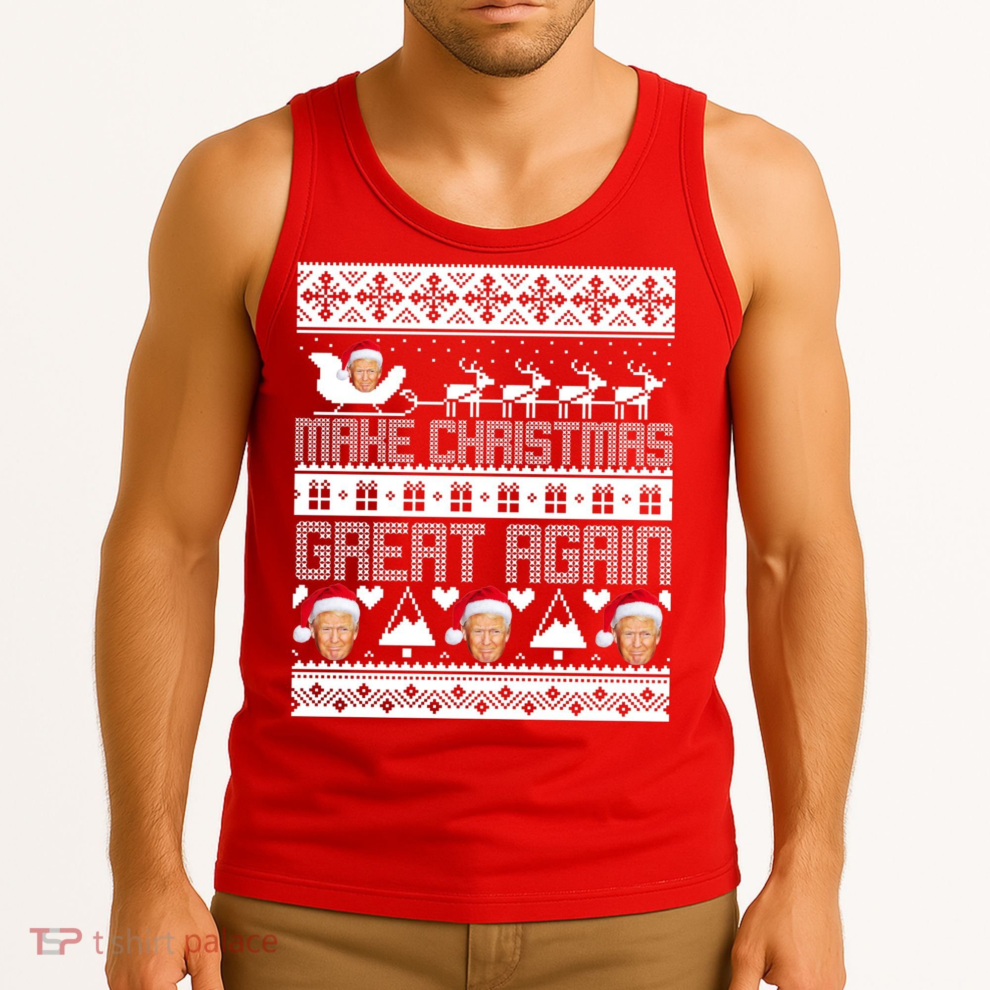 Donald Trump Make Christmas Great Again Ugly Christmas Tank Top