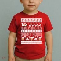 Donald Trump Make Christmas Great Again Ugly Christmas Toddler T-Shirt thumb 2