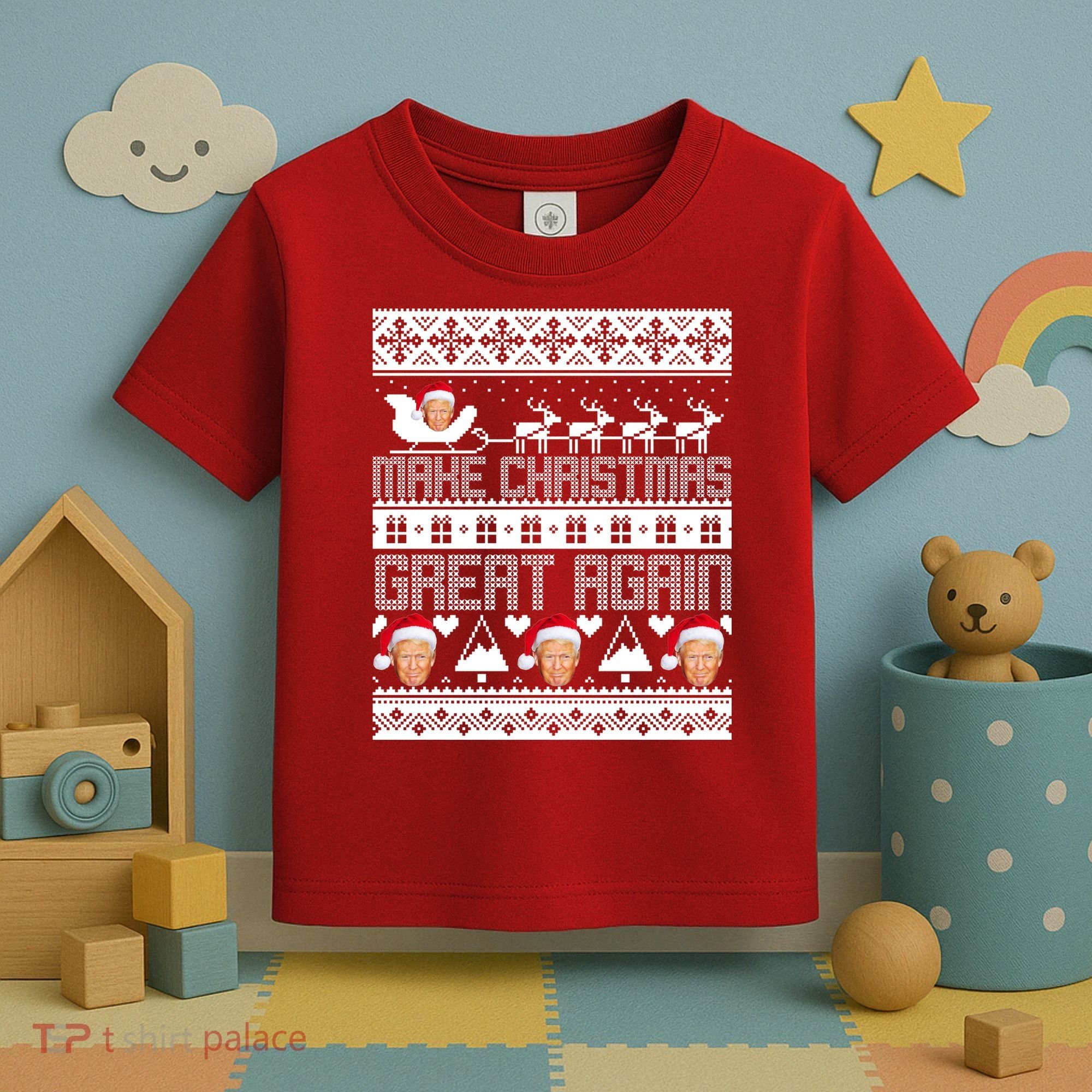 Donald Trump Make Christmas Great Again Ugly Christmas Toddler T-Shirt