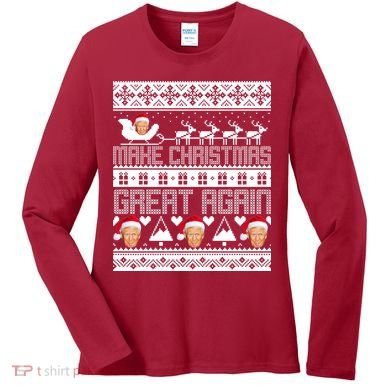 Donald Trump Make Christmas Great Again Ugly Christmas Women's Long Sleeve Shirt