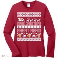 Donald Trump Make Christmas Great Again Ugly Christmas Women's Long Sleeve Shirt thumb 0
