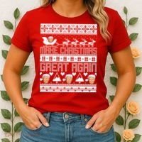 Donald Trump Make Christmas Great Again Ugly Christmas Women's T-Shirt thumb 2