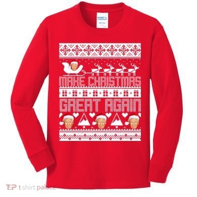 Donald Trump Make Christmas Great Again Ugly Christmas Kids Long Sleeve Shirt