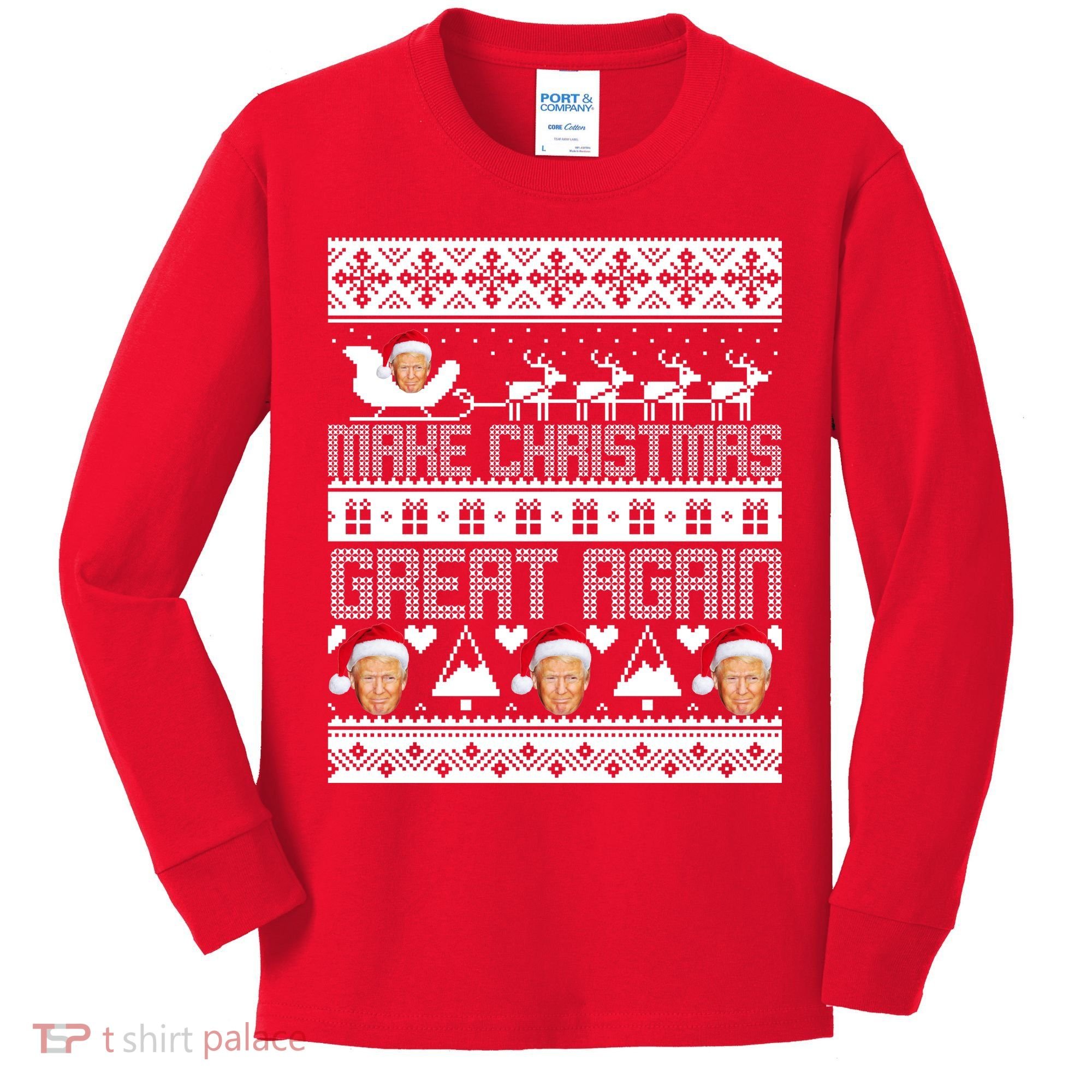Donald Trump Make Christmas Great Again Ugly Christmas Kids Long Sleeve Shirt