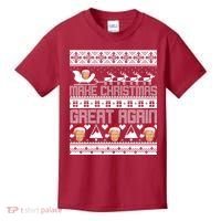 Donald Trump Make Christmas Great Again Ugly Christmas Kids T-Shirt thumb 0