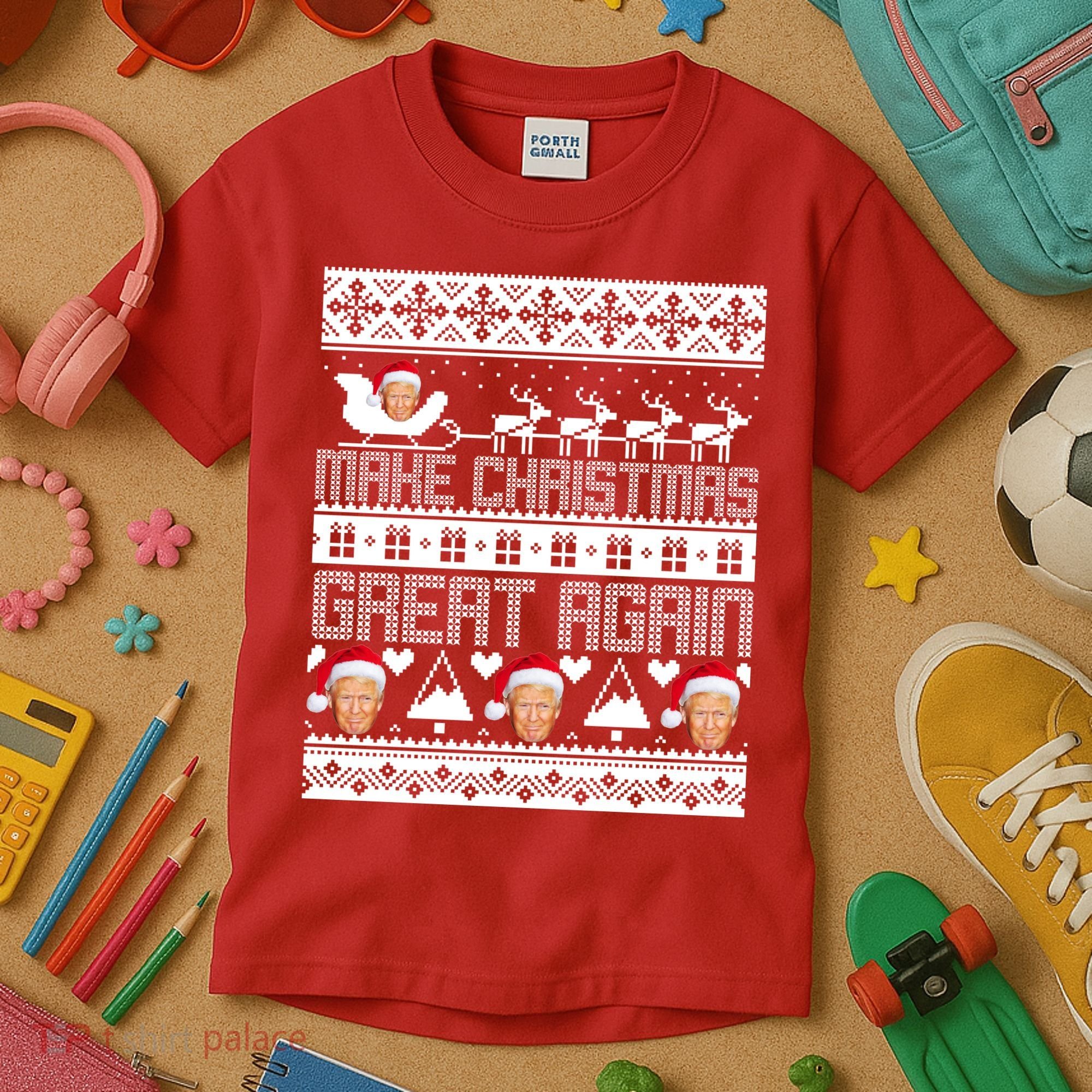 Donald Trump Make Christmas Great Again Ugly Christmas Kids T-Shirt