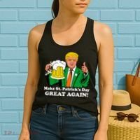 Donald Trump Make St. Patrick's Day Great Again Beer Drinking Women's Tank Top thumb 2