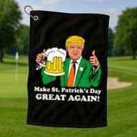 Donald Trump Make St. Patrick's Day Great Again Beer Drinking Golf Towel thumb 1
