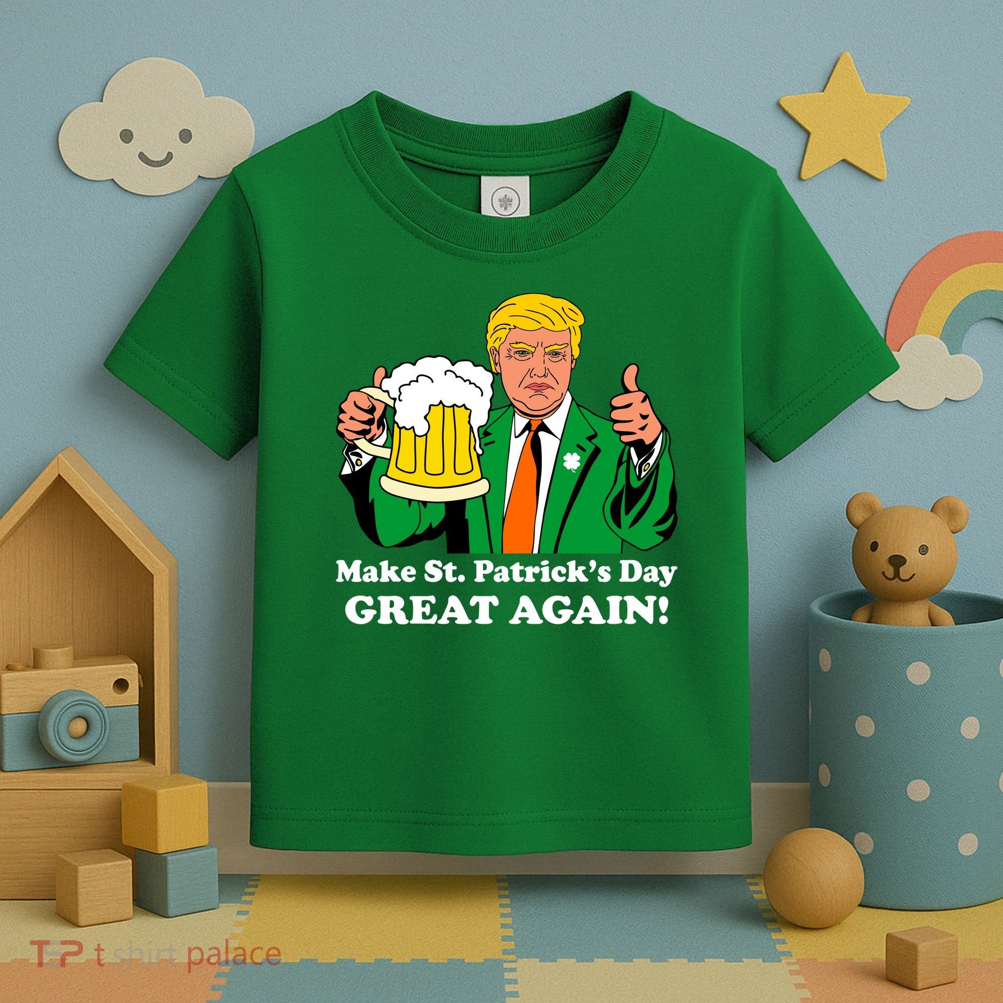 Donald Trump Make St. Patrick's Day Great Again Beer Drinking Toddler T-Shirt