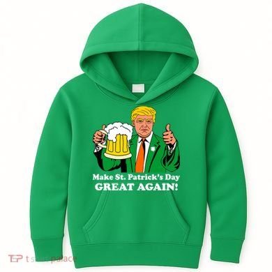 Donald Trump Make St. Patrick's Day Great Again Beer Drinking Kids Hoodie