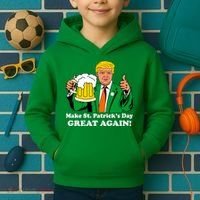Donald Trump Make St. Patrick's Day Great Again Beer Drinking Kids Hoodie thumb 2