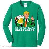 Donald Trump Make St. Patrick's Day Great Again Beer Drinking Kids Long Sleeve Shirt thumb 0