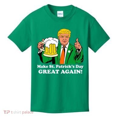Donald Trump Make St. Patrick's Day Great Again Beer Drinking Kids T-Shirt