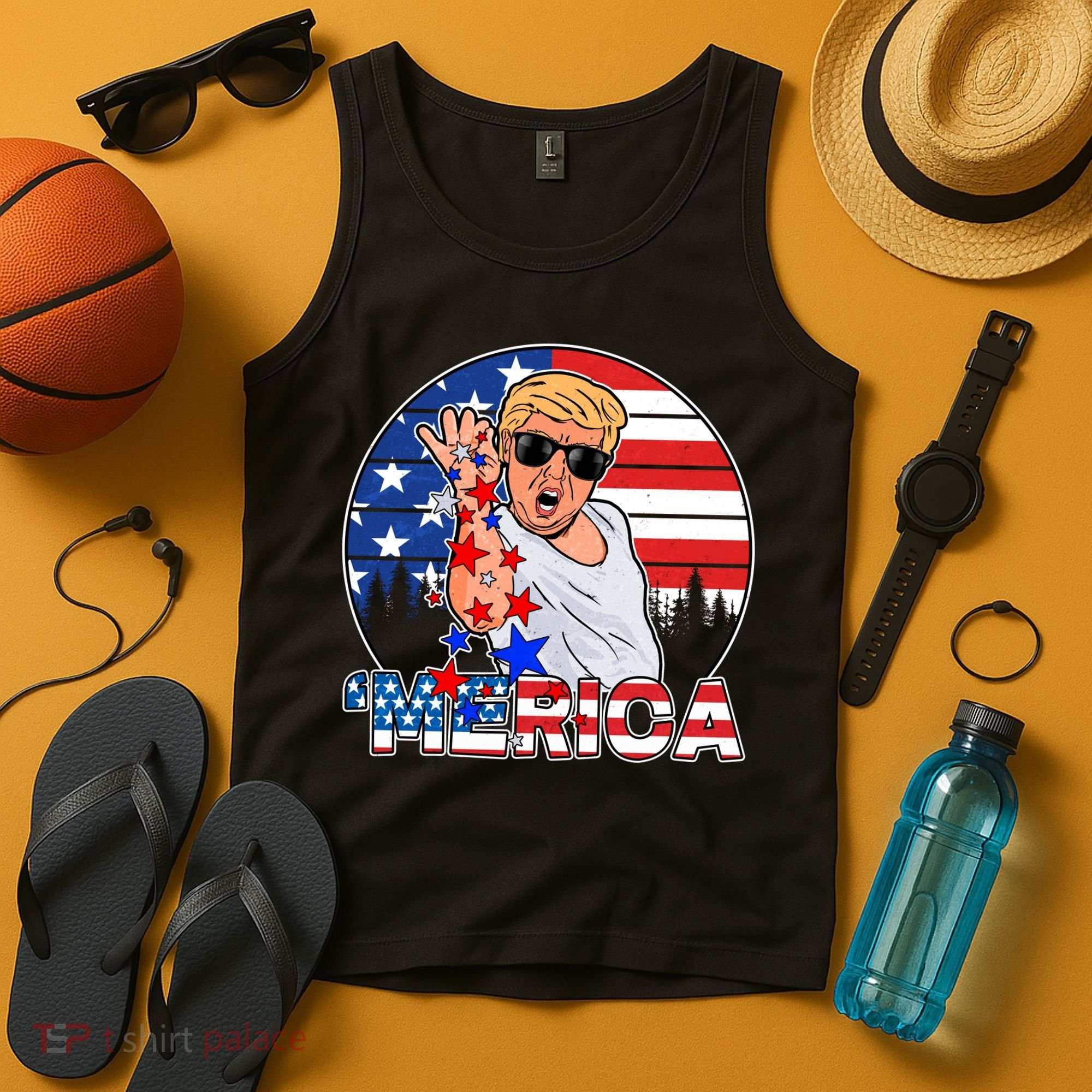 Donald Trump Merica Salt Bae Tank Top