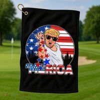 Donald Trump Merica Salt Bae Golf Towel thumb 1