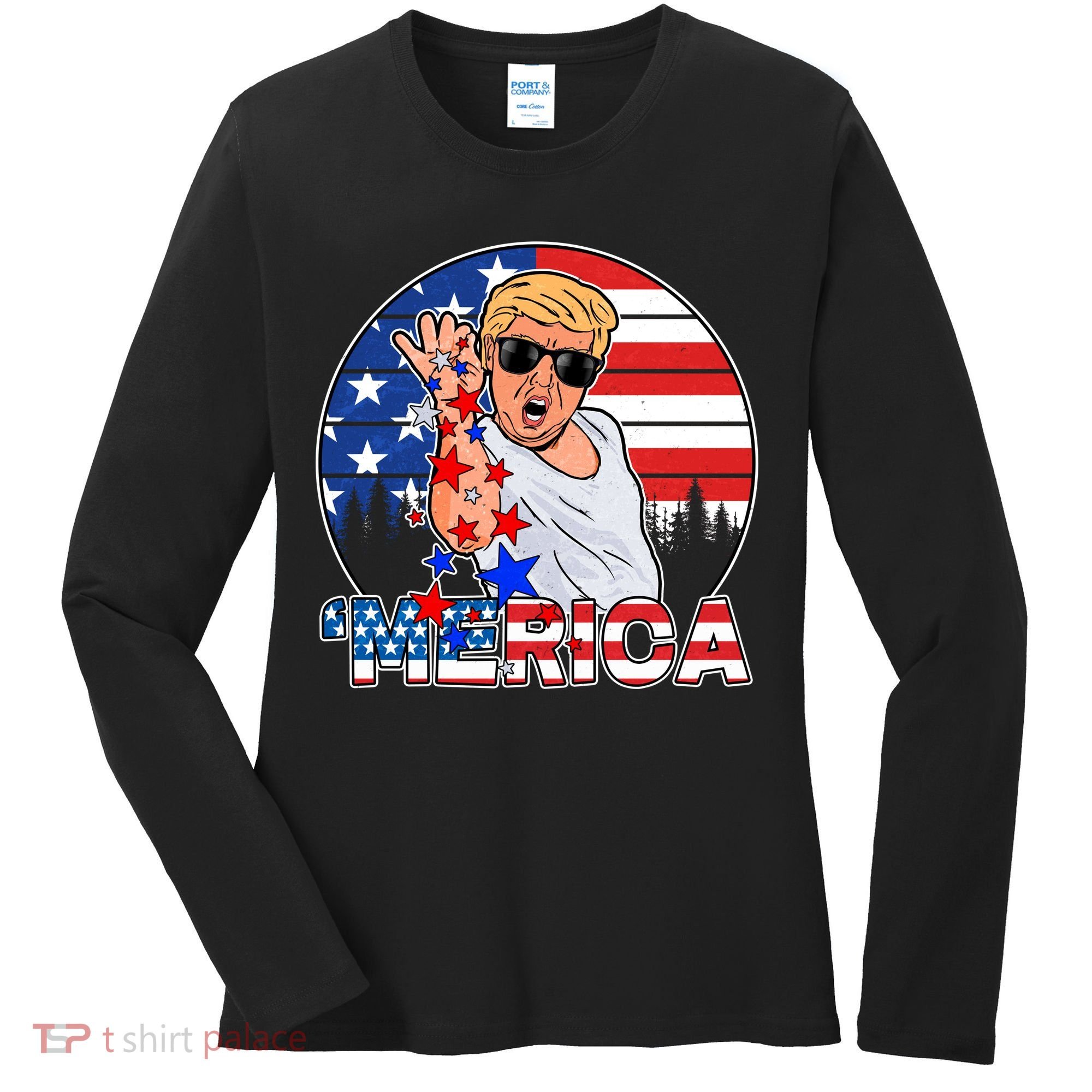 Donald Trump Merica Salt Bae Women's Long Sleeve Shirt