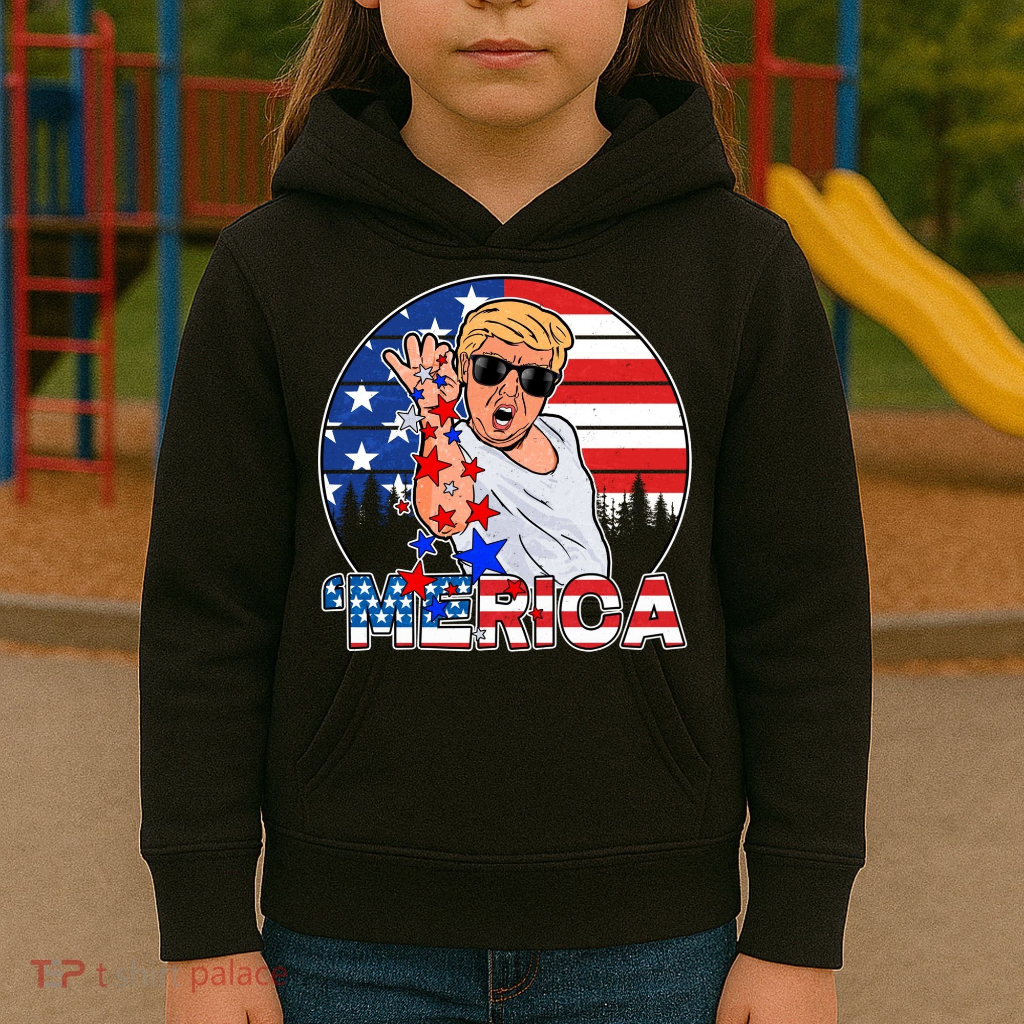 Donald Trump Merica Salt Bae Kids Hoodie
