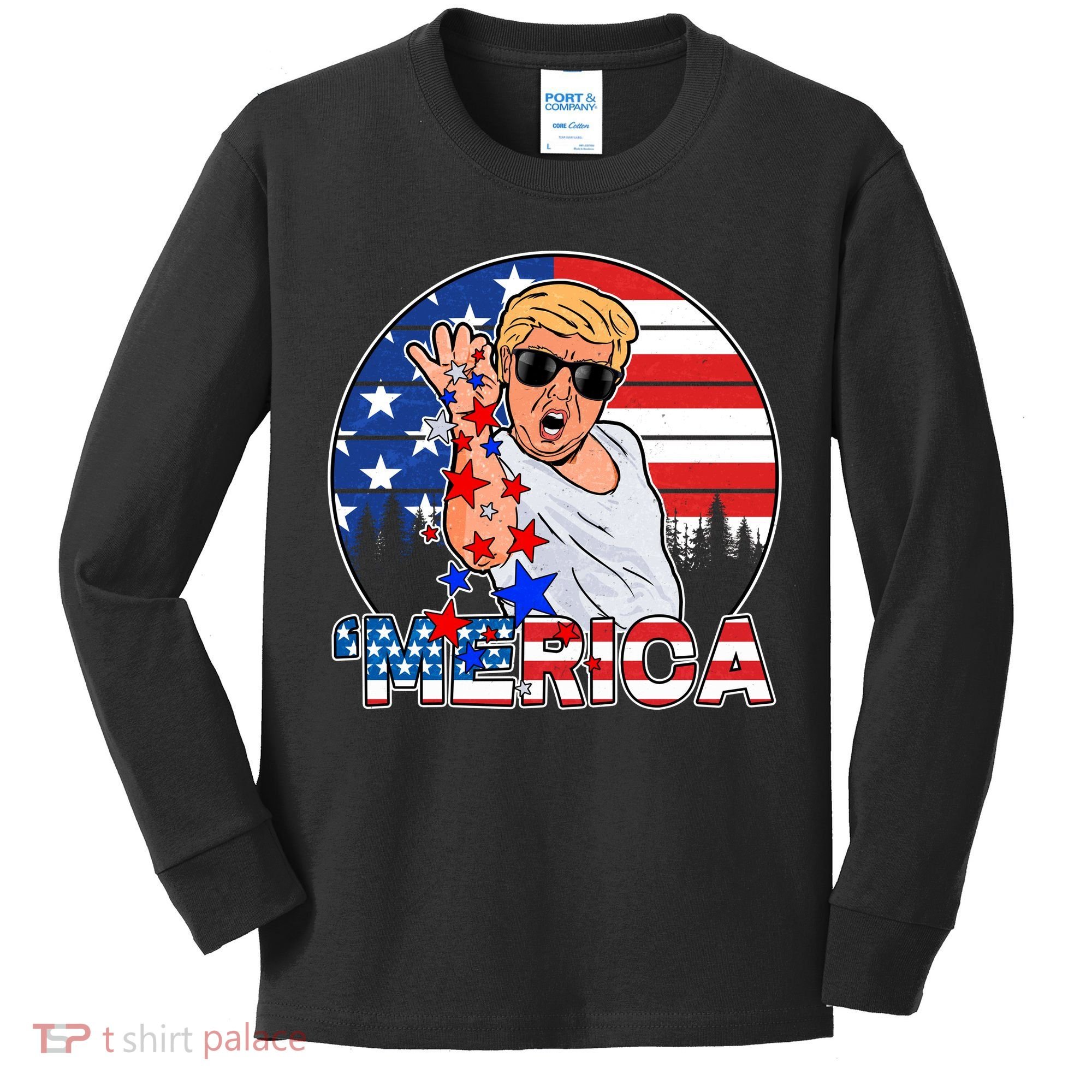 Donald Trump Merica Salt Bae Kids Long Sleeve Shirt