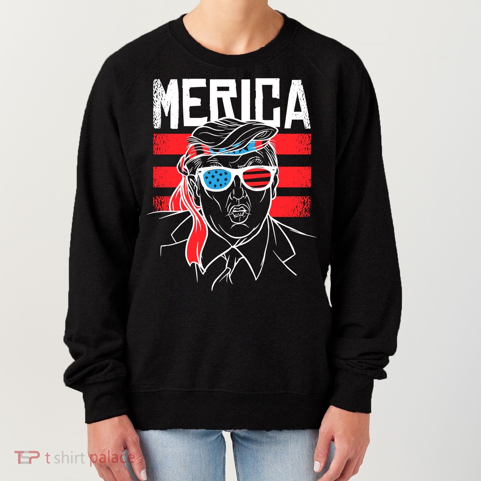 Donald Trump Merica USA Flag America Women's Sweatshirt