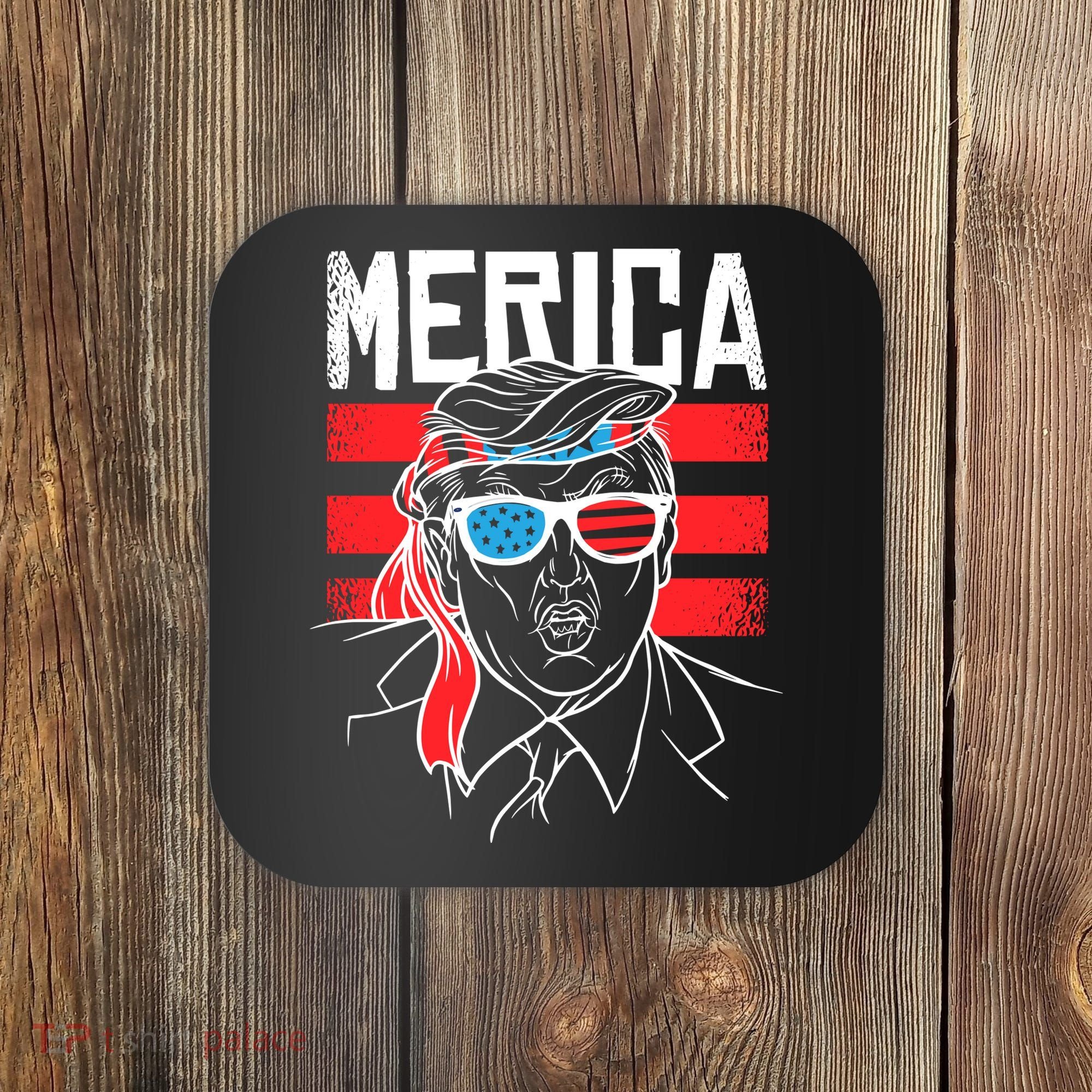 Donald Trump Merica USA Flag America Coaster