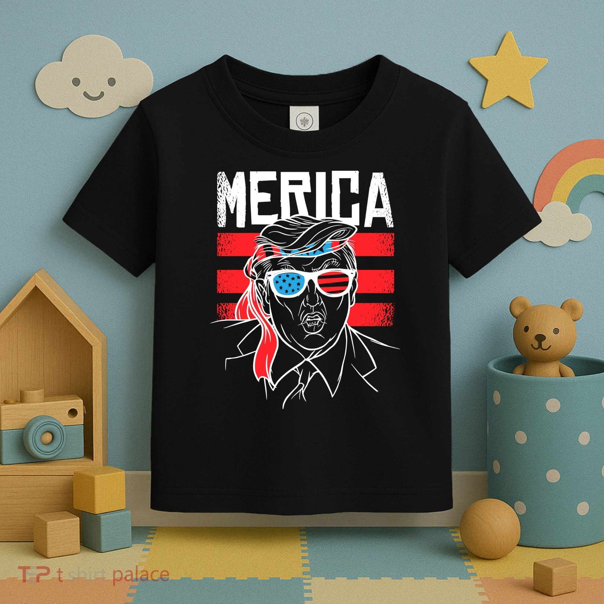 Donald Trump Merica USA Flag America Toddler T-Shirt