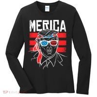 Donald Trump Merica USA Flag America Women's Long Sleeve Shirt thumb 0