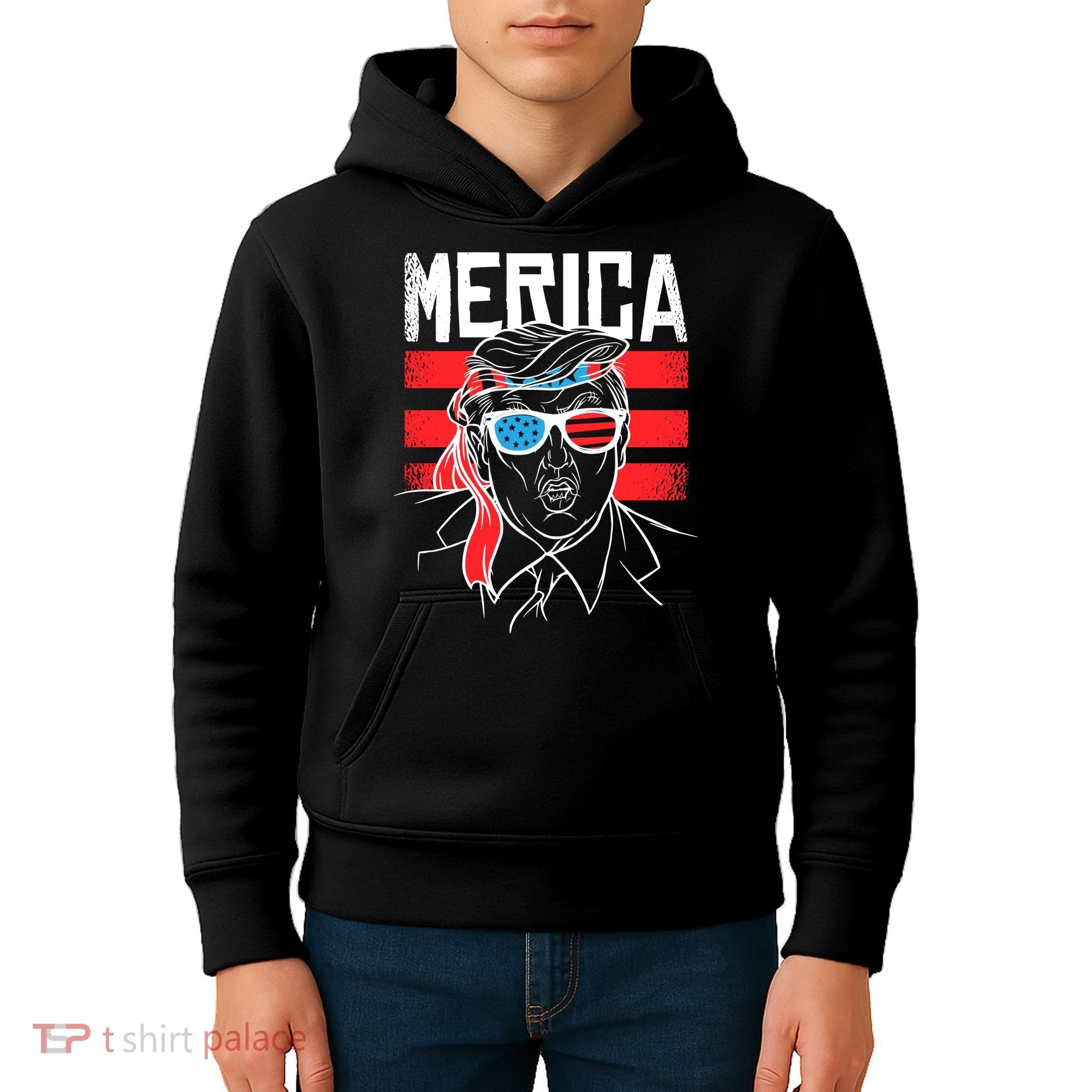 Donald Trump Merica USA Flag America Kids Hoodie