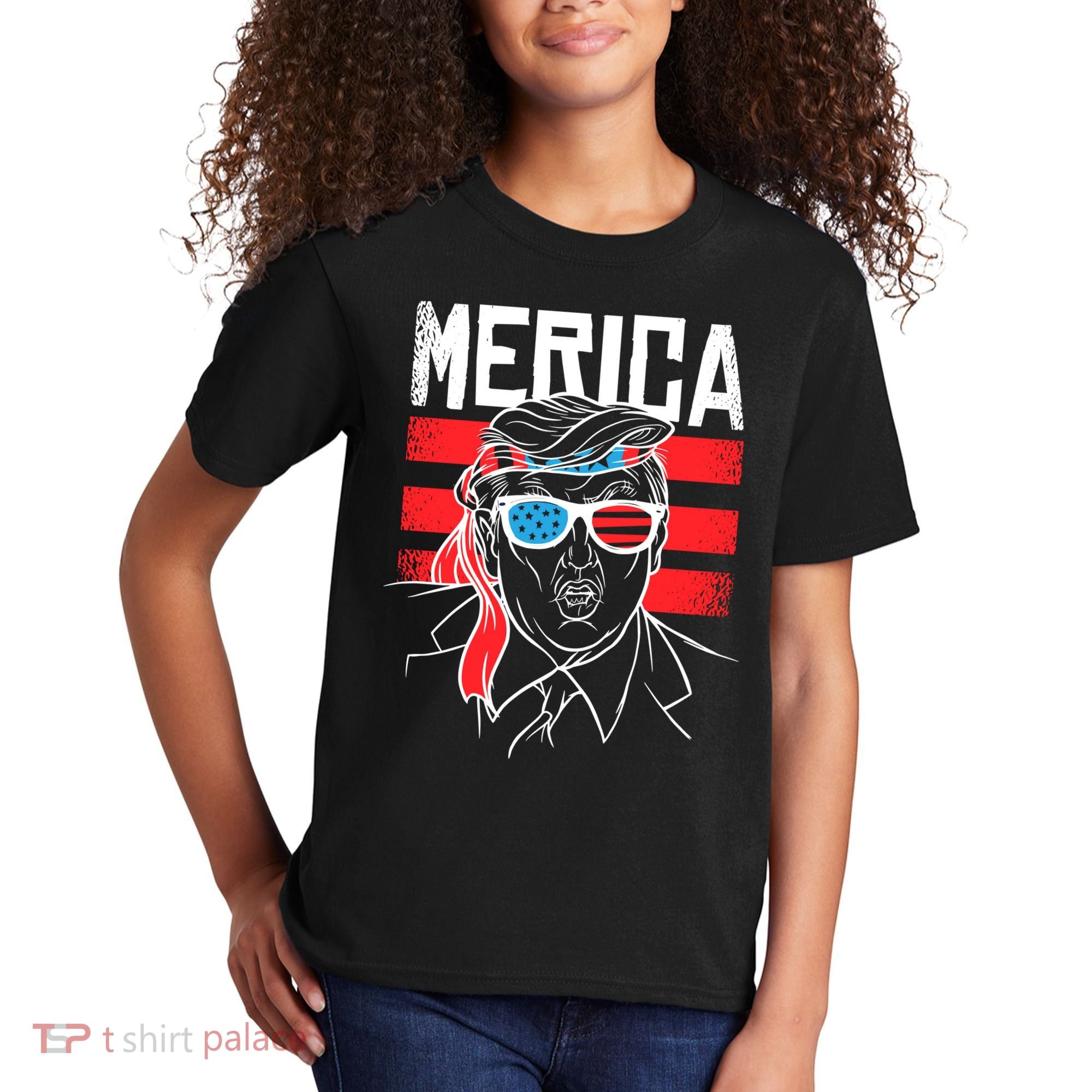 Donald Trump Merica USA Flag America Kids T-Shirt