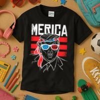 Donald Trump Merica USA Flag America Kids T-Shirt thumb 3