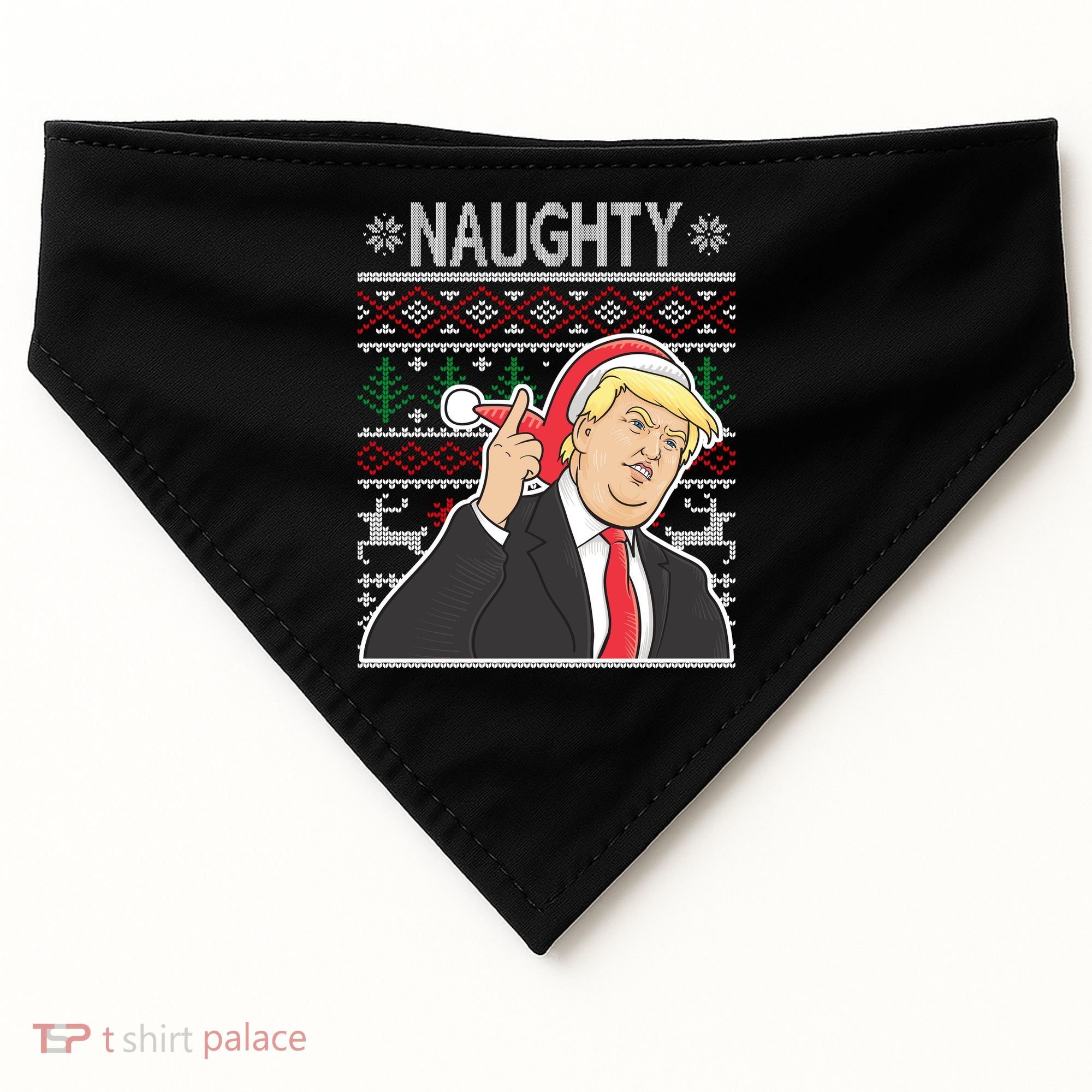 Donald Trump Naughty Ugly Christmas USA-Made Doggie Bandana