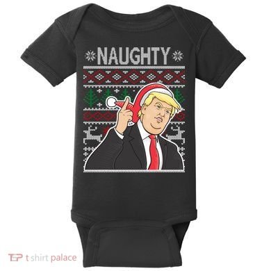 Donald Trump Naughty Ugly Christmas Baby Bodysuit