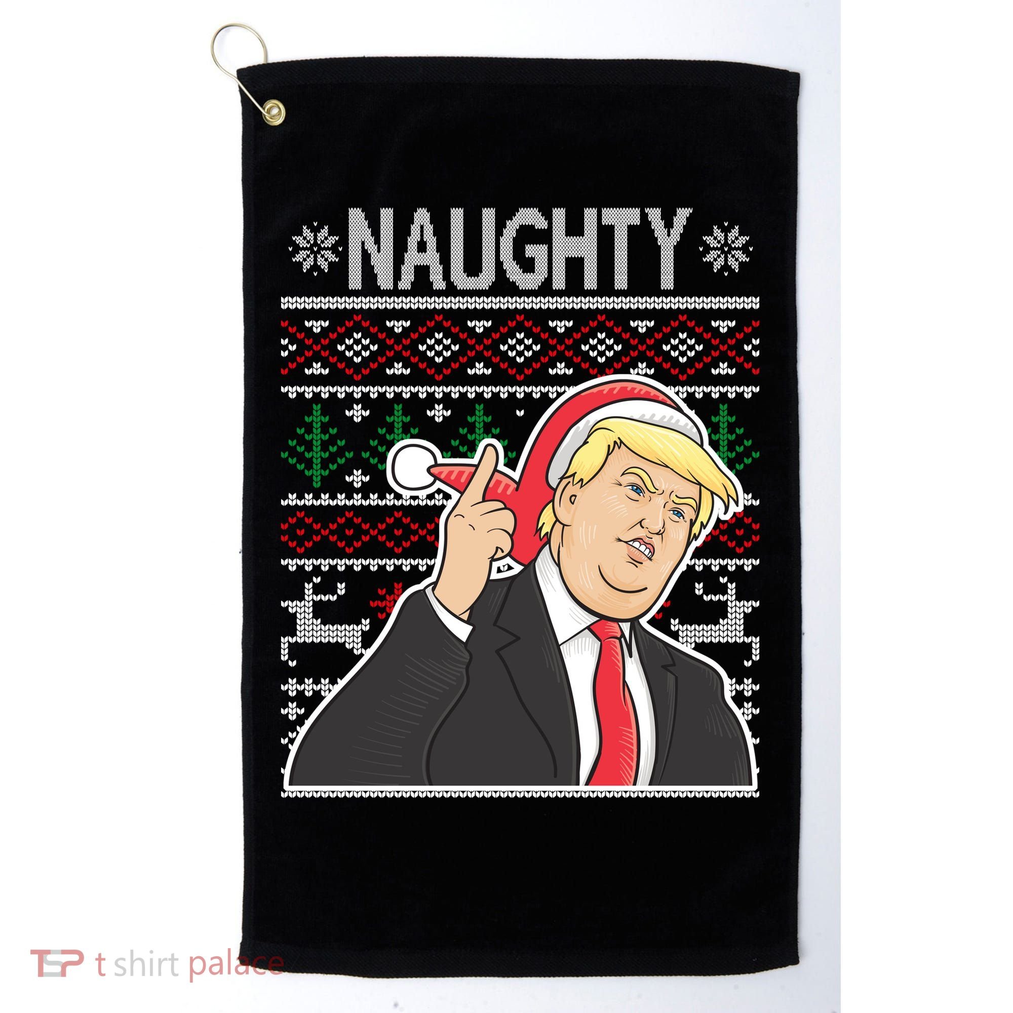 Donald Trump Naughty Ugly Christmas Golf Towel