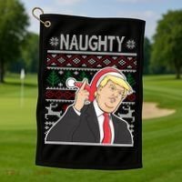 Donald Trump Naughty Ugly Christmas Golf Towel thumb 1