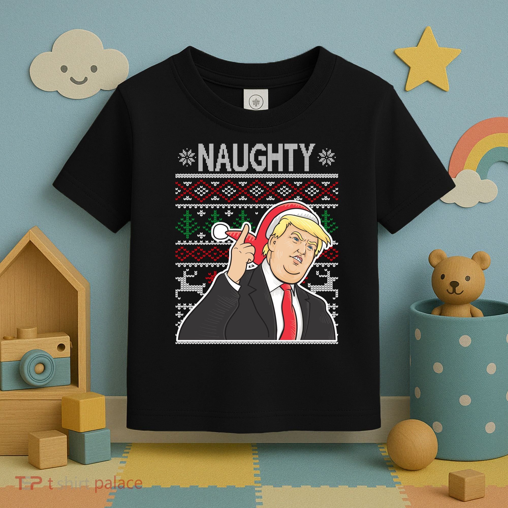 Donald Trump Naughty Ugly Christmas Toddler T-Shirt