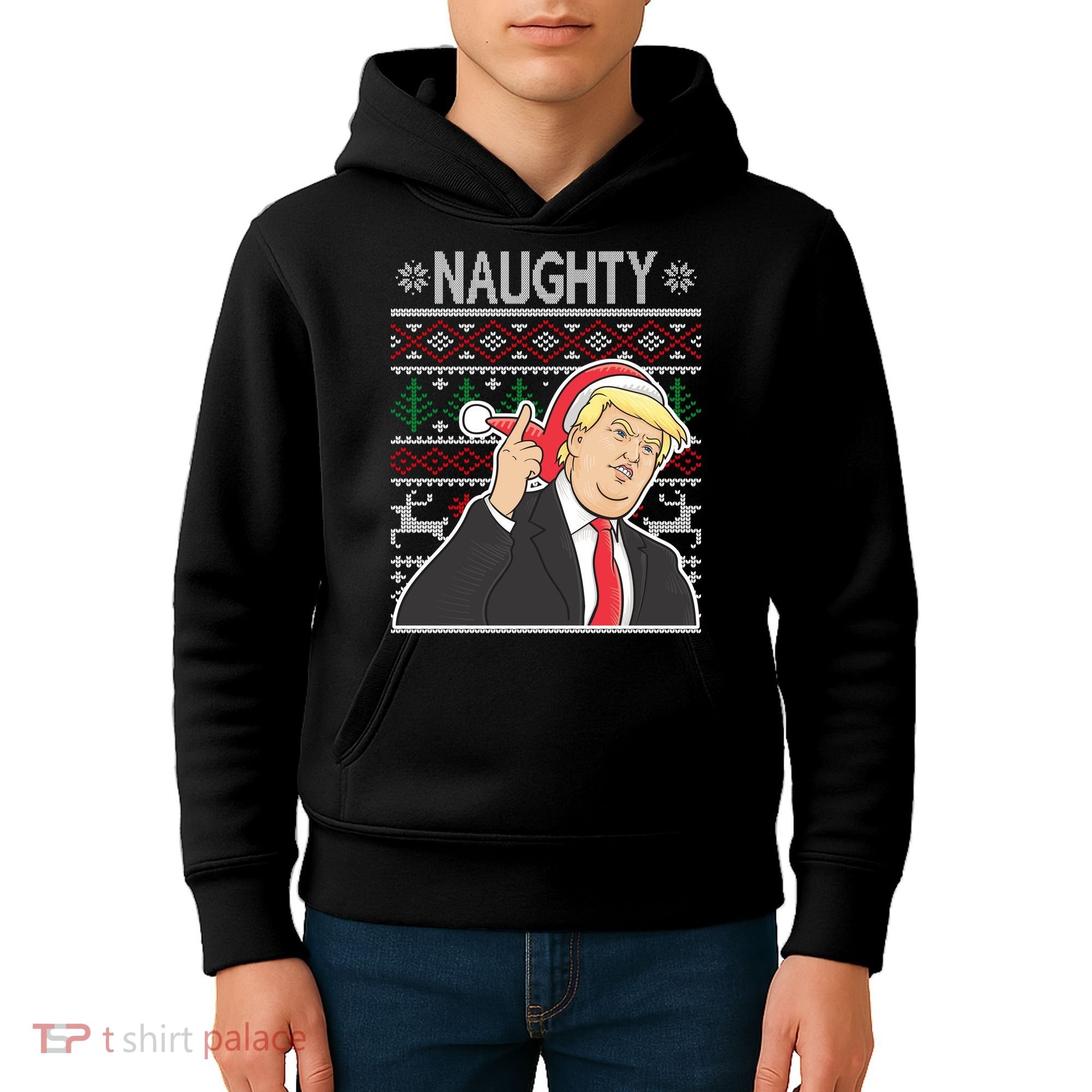 Donald Trump Naughty Ugly Christmas Kids Hoodie