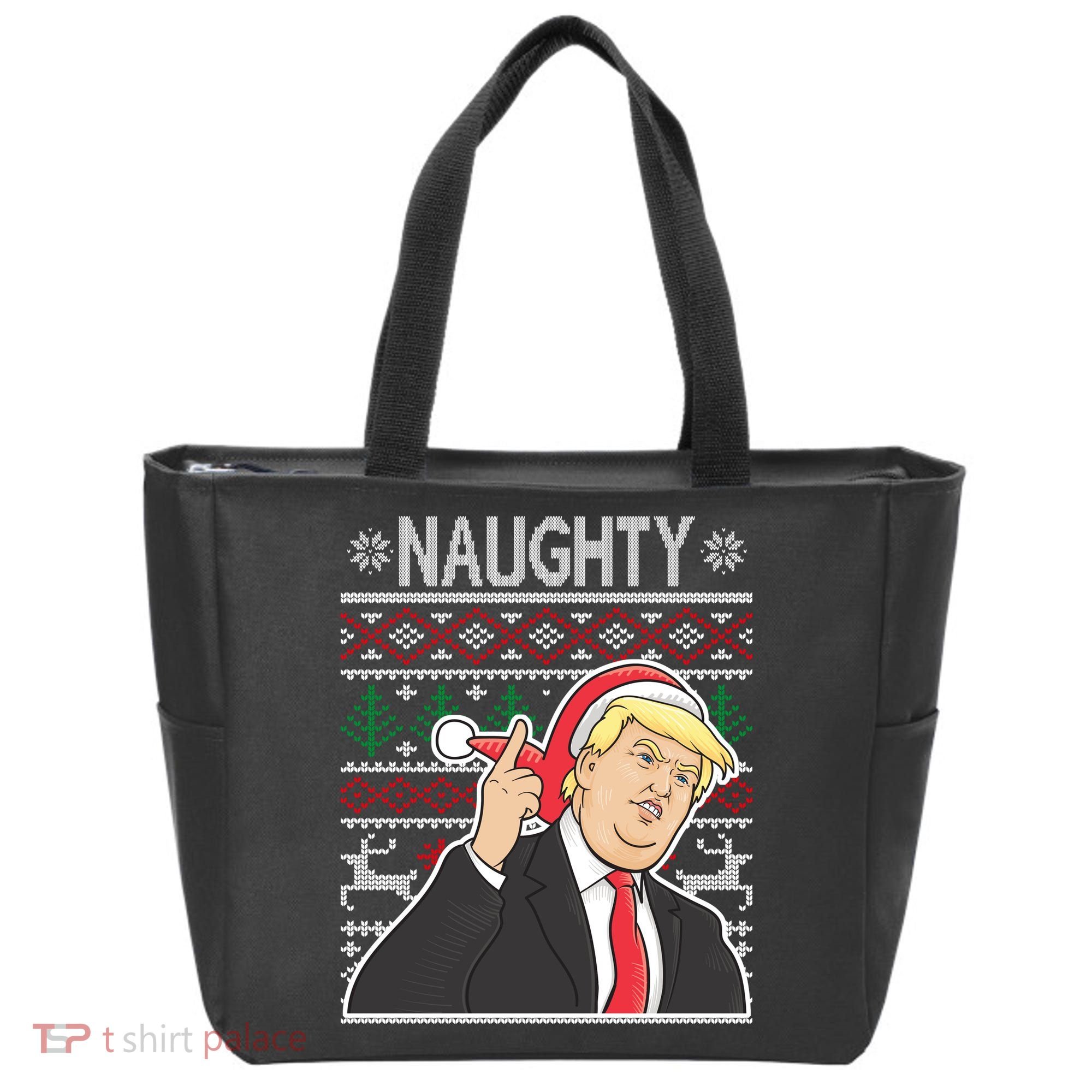 Donald Trump Naughty Ugly Christmas Tote Bag