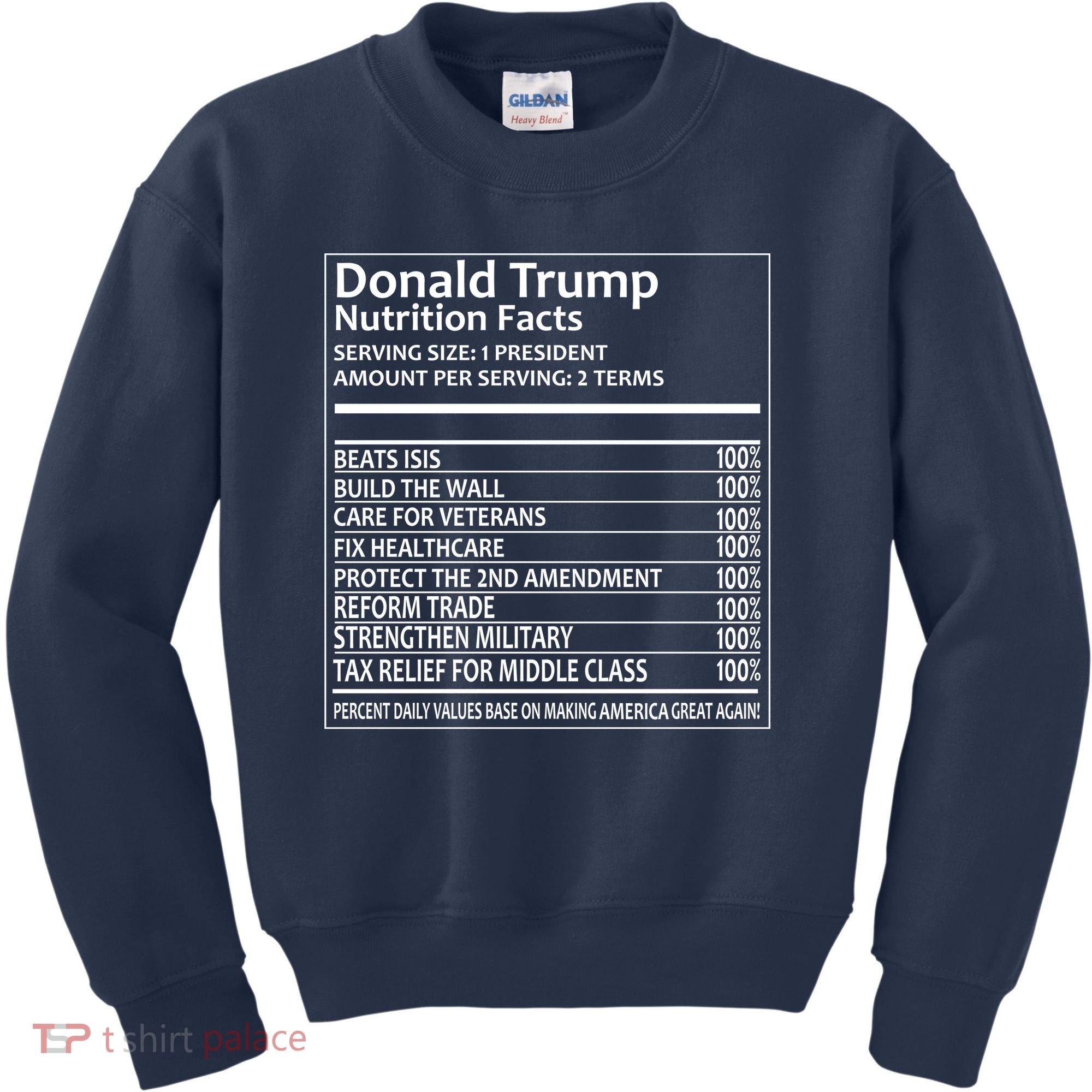 Donald Trump Nutrition Facts Kids Sweatshirt