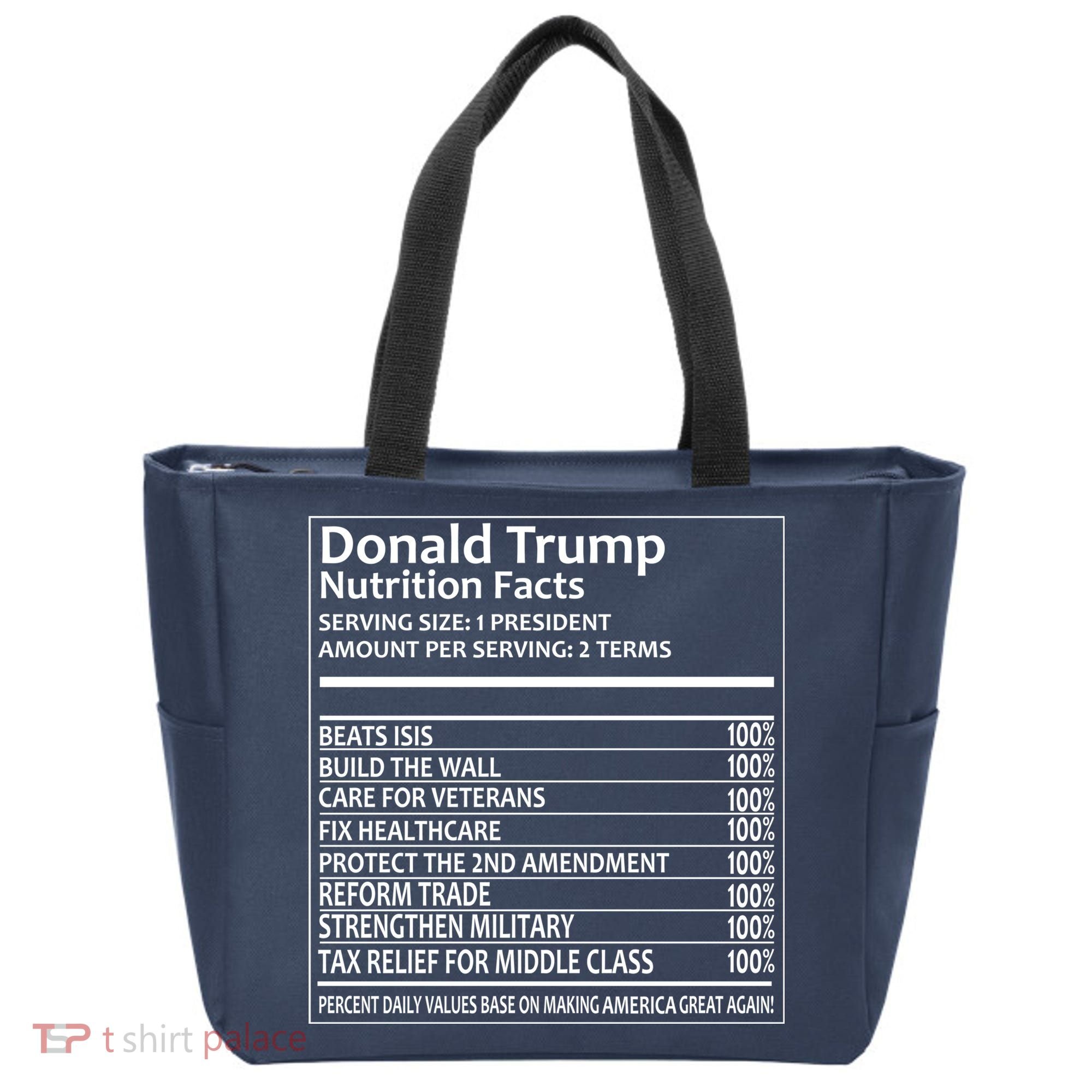Donald Trump Nutrition Facts Tote Bag