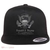 Donald Trump Presidential Seal USA 45th President Logo Flat Bill Trucker Hat thumb 0